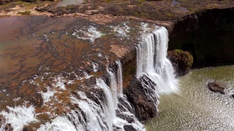 Aerial Drone Fly-Over of Tad Sepa Waterfall in Attapeu Province Laos Stock Footage 324808515