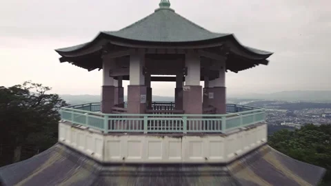 Aerial Drone Fly Through Building City Reveal Japan Mountain Video stock 157300986