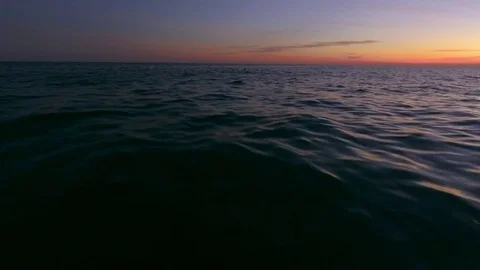 Aerial Drone Flying above Sunset Sea Stockbeeldmateriaal 75201767