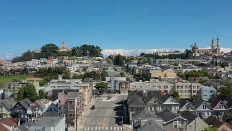 Aerial drone flying above a typical American street in San Francisco California Stock-Footage 227969205