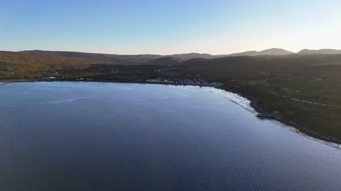 Aerial drone flying back toward Olderfjord coast Norway Vidéo 332210069