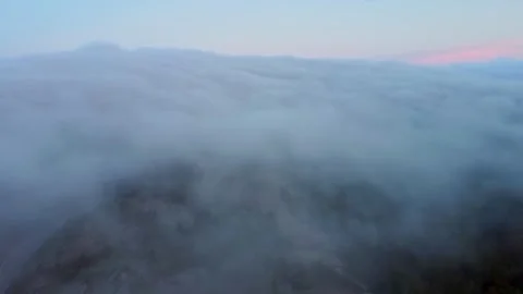 Aerial Drone Flying Into Clouds Over Mountain Side, Acadia National Park 動画素材 267795934