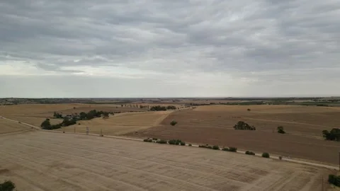 Aerial Drone Flying Forward Over Dry Drought Yellow Farmland In Rural Area Video Vídeo Stock 328085384