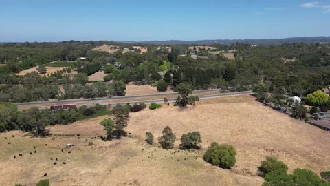 Aerial Drone Flying Forward Over Dry Drought Yellow Farmland in Rural Area Vídeo Stock 328086758
