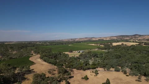 Aerial Drone Flying Forward Over Dry Drought Yellow Farmland in Rural Area Stock Footage 333365366