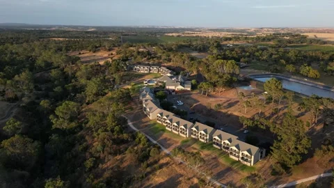 Aerial Drone Flying Forward Over Lush Winery Resort Area, 4K Vídeos de archivo 333369351