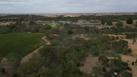 Aerial Drone Flying Forward Over Lush Winery Resort Area, 4K Stock Footage 333372932