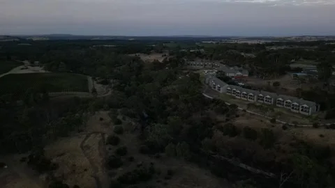 Aerial Drone Flying Forward Over Lush Winery Resort Area, 4K Stock Footage 333373269