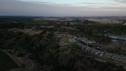 Aerial Drone Flying Forward Over Lush Winery Resort Area, 4K Stock Footage 333373278