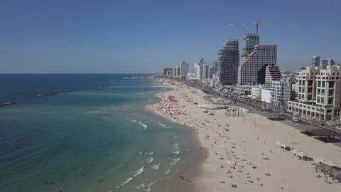 AERIAL DRONE FLYING OVER TEL AVIV Stock Footage 94030323