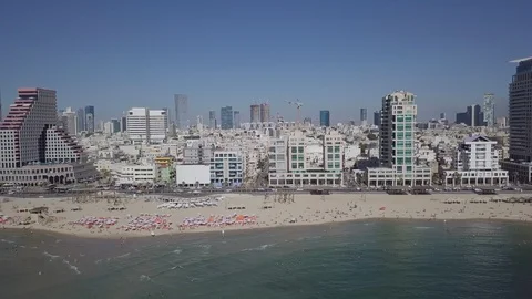 AERIAL DRONE FLYING OVER TEL AVIV Stock Footage 94060308