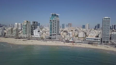 AERIAL DRONE FLYING OVER TEL AVIV Stock Footage 94070672