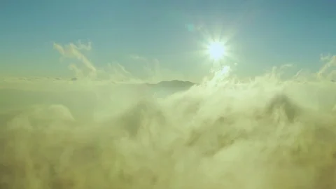 Aerial of Drone Flying Through Clouds Stock Footage 115532037
