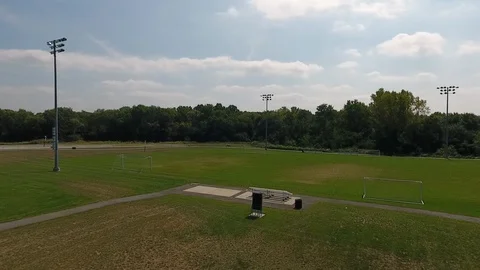 Aerial Drone Flying Towards Empty Practice Field Stock-Footage 112274170