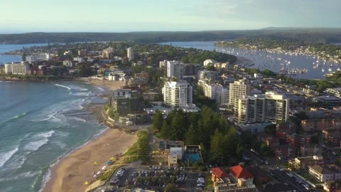 Aerial drone flyover of Cronulla in the Sutherland Shire, South Sydney Video stock 169192395