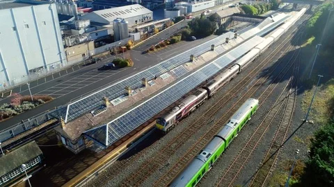 An Aerial Drone Flyover of Dundalk Train Station, Louth, Ireland. Vídeo Stock 99284590