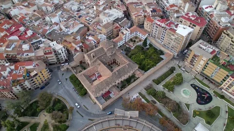 Aerial Drone Flyover of Jaen Old Town and Historic Cityscape, Spain Stock Footage 324200511