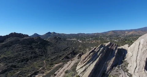 Aerial Drone Flyover of Vasquez Rocks 4k 24fps Stock Footage 72170272