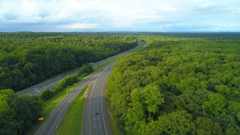 Aerial drone footage of an American highway 4k 24p Stock Footage 94185889