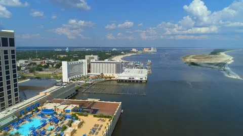 Aerial drone footage of Biloxi Mississippi USA 4k 24p Stock Footage