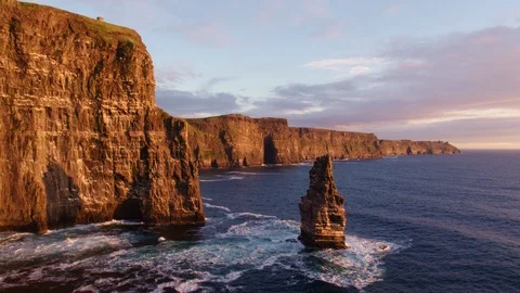 Aerial Drone Footage Of The Cliffs Of Moher In County Clare Video stock 100047784