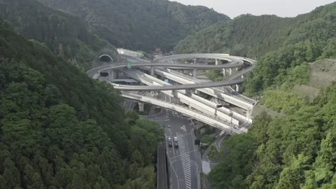 Aerial Drone Footage of Complex Highway Interchange in Tokyo, Japan Video stock 332159518