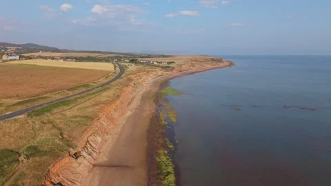 Aerial drone footage of Compton Bay and Brook Chine Beach Stock Footage 340528002