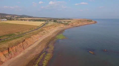 Aerial drone footage of Compton Bay and Brook Chine Beach Stock Footage 340528122