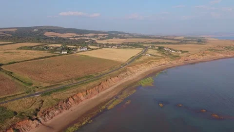 Aerial drone footage of Compton Bay and Brook Chine Beach Stock Footage 340529175