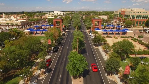Aerial drone footage of downtown chandler arizona Stock Footage
