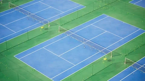 Aerial drone footage of the endless complex of tennis courts. Loopable animation Stock Footage 133419808