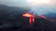 Aerial Drone Footage Of Fagradalsfjall Active Volcano Eruption In Geldingadalir Stock Footage