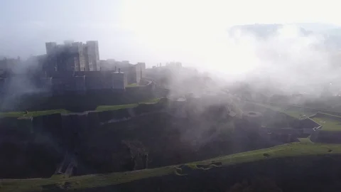 Aerial drone footage flying low over Dover Castle, England. Stock Footage 88562556