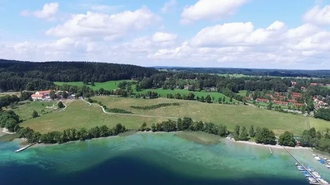 Aerial drone footage - flying over a lake in Germany Stock Footage 83347553