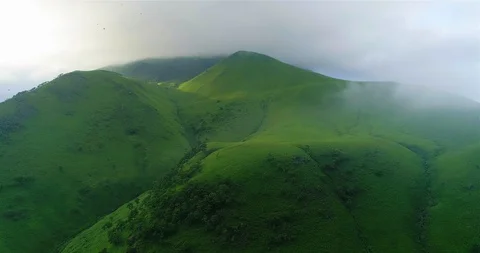 Aerial Drone Footage Flying over Mt.Yufudake in Yufuin Stock Footage
