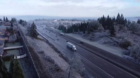 Aerial Drone Footage of Ice Storm in Salem Oregon Stock Footage