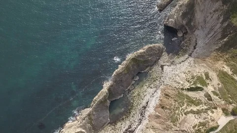 Aerial Drone Footage In Jurassic Cove, England 4K Stock Footage