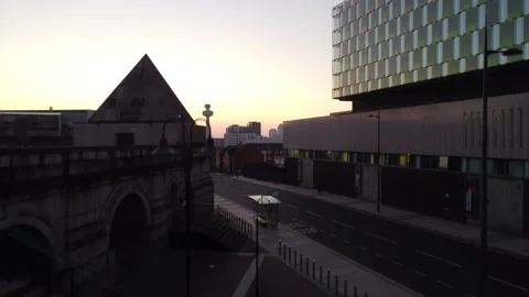 Aerial drone footage of Liverpool City Stock Footage