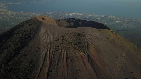 Aerial drone footage of Mount Vesuvius in South Italy on a sunny day. Stock Footage 91366388