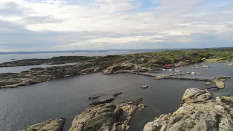 Aerial drone footage of Norway's seashore landscape Stock Footage