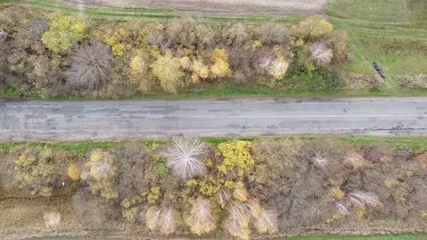 Aerial Drone Footage Of An Old Countryside Road, Ukraine Stock Footage
