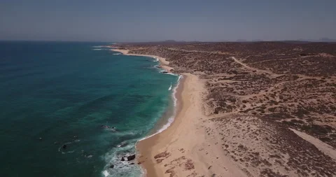 Aerial Drone footage over beach at Cabo San Lucas, Mexico Stock Footage