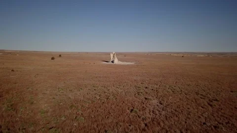 Aerial drone footage over Castle Rock Badlands in Kansas Stock Footage 90660341