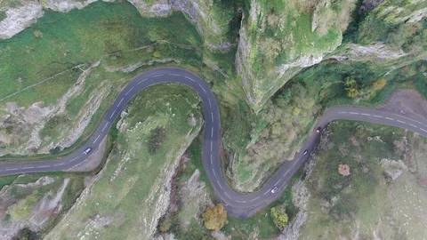 Aerial Drone footage over Cheddar Gorge, England Stock Footage