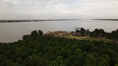 Aerial drone footage over the peak north of Koh Dach Island aka Silk Stock Footage