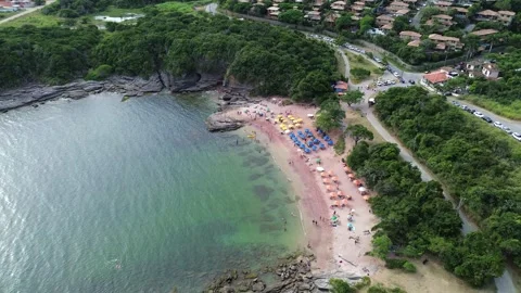 Aerial Drone Footage – Pulling Away from Praia do Forno, Búzios, Brazil Video stock 339099899