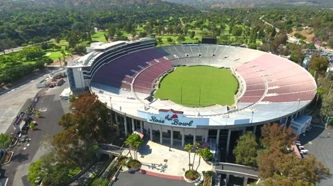 Aerial Drone Footage of Rose Bowl Football Stock Footage