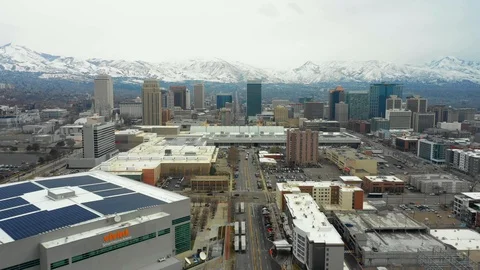 Aerial drone footage Salt Lake City Utah 4k Stock Footage