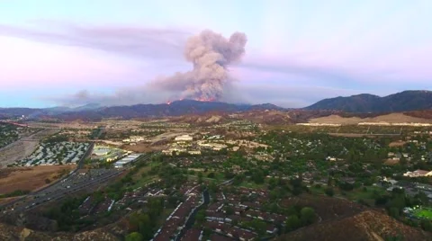 Aerial Drone Footage of Sands fire - Santa Clarita, CA Stock Footage