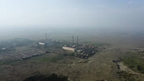 Aerial drone footage showing a large thermal power plant Stock Footage 344403274